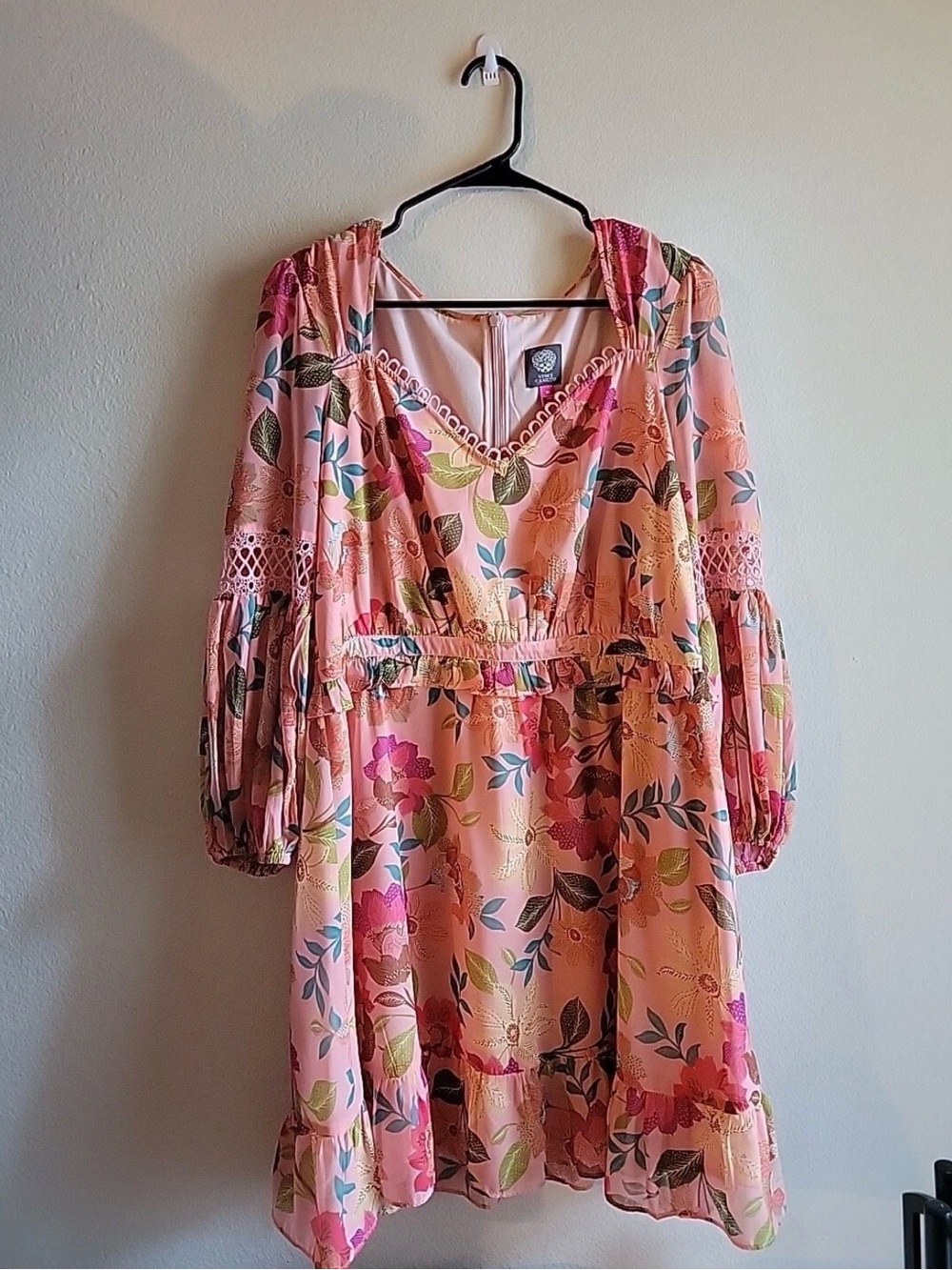 Vince Camuto Pink Floral Tiered Boho Dress Sz 14